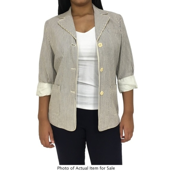 Orvis Jackets & Blazers - ORVIS Blue & Ivory Casual Artsy Blazer